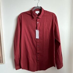 NWT Frank & Oak Cotton Mens Red Button down shirt size medium